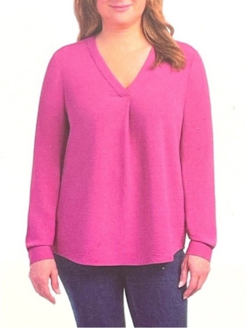 ⚠️4/$15⚠️ NEW Dalia Long Sleeve Crepe Blouse in Red Violet (Pink) Small
